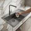 Pure.Sink Comfort PVD Gun Metal sink with drainer, 86x52 cm, left-side faucet wing, PCM5086LT-61